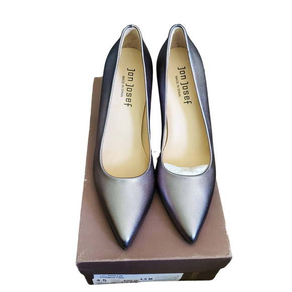 Jon Josef Phyllis Cosmos Cromo Pewter Metallic Leather Pumps Heels NIB Size 6M - Picture 2 of 8